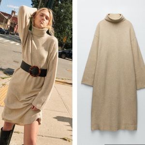 NWT ZARA knit turtleneck sweater dress blogger insta favorite